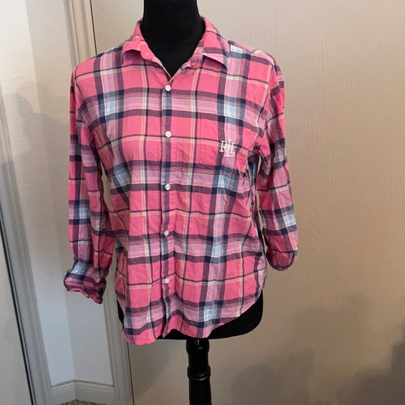 Lauren Ralph Lauren Tops - Ralph Lauren Pink Plaid Button Down Long Sleeve Shirt